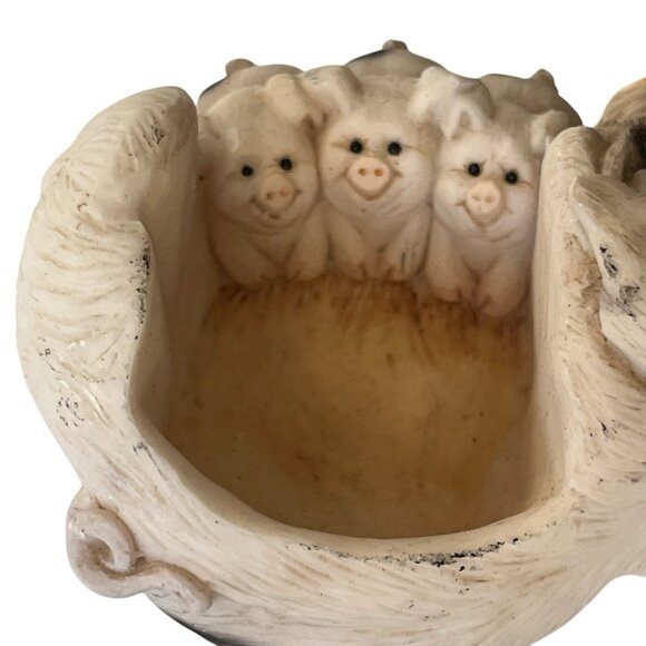 Stone Critters Critter Keeper Trinket Box Mother Pig and Piglets Resin Figurine - Picture 4 of 12